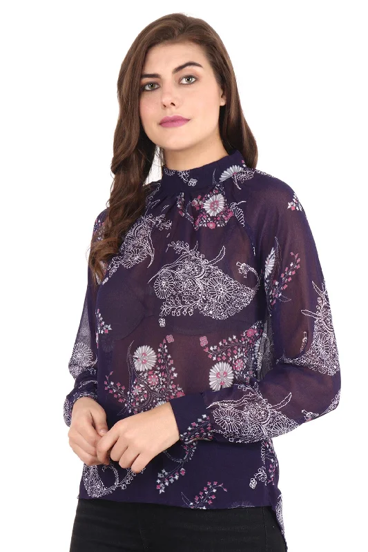 Purple Motif Printed Top