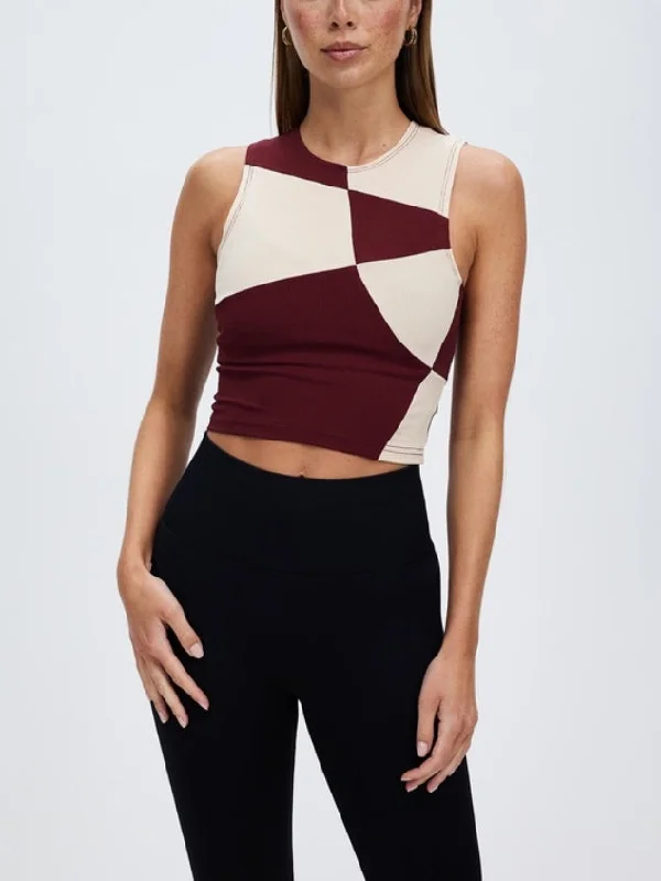 Women’s Sexy Sleeveless Racer Back Tank Wine Red Tops Halter Neck Crop Tops by Kaja Clothing - Mag Top