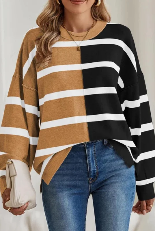 Khaki & Black Ansley Stripe Sweater