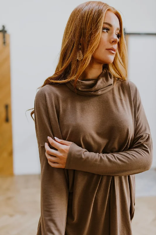 Comfort First Cowl Neck Hi-Low Long Sleeve