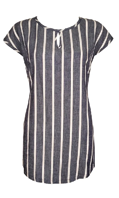 DYLAN Denim Stripe Keyhole Tunic - FINAL SALE