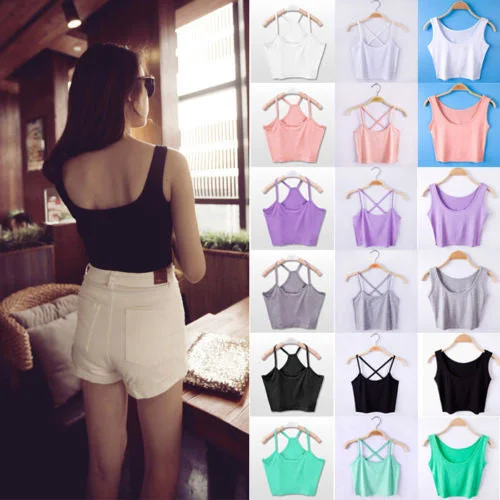 Women Tank Crop Top Short Vest Womens Sexy Camisole Bustier Crop Top cropped Camisa Feminina