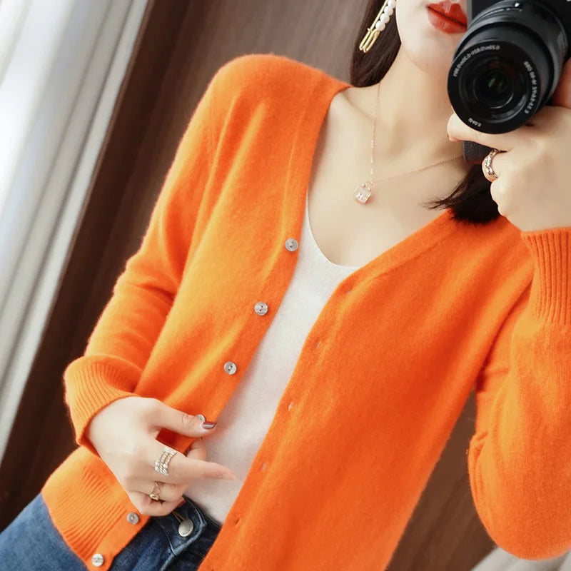 Autumn Winter Single Breasted Knitwears Long Sleeve Warm Knit Cardigan casual Sweater