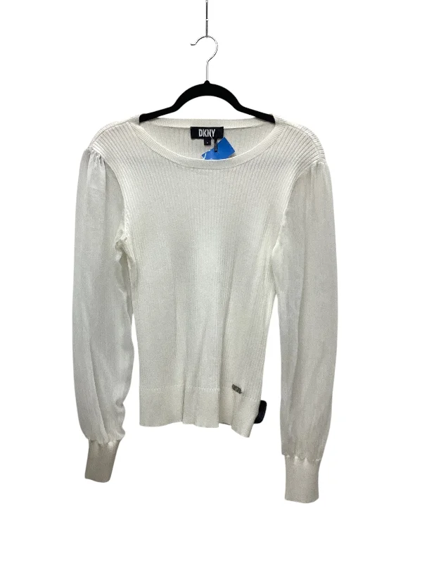 Top Long Sleeve By Dkny In White, Size: M