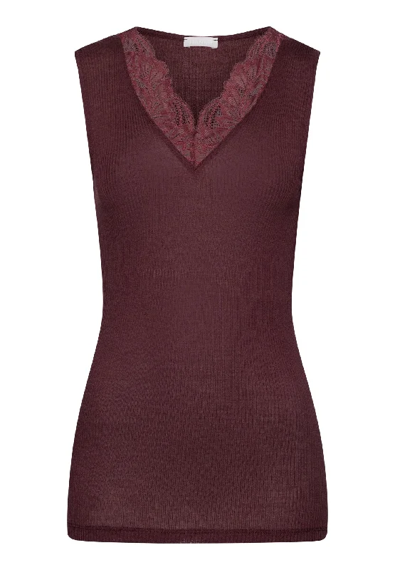 Maria Wool And Silk V-Neck Tank Top | Deep Maroon 70899-2483