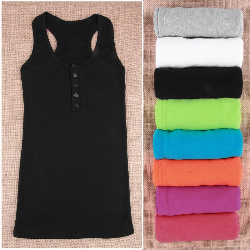 1Pc Ladies Multicolor Long Sleeveless Bodycon Temperament Cotton Long T-shirt Tank Top Women Vest Tops regatas feminino