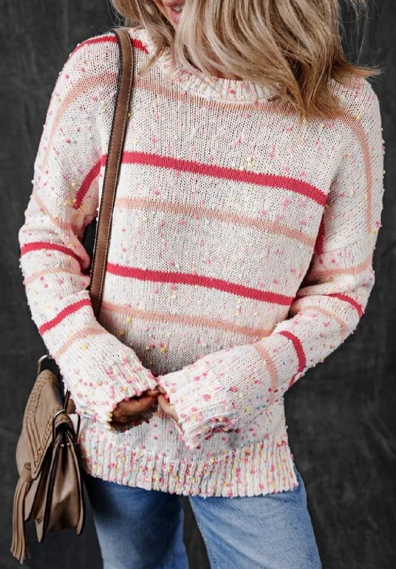 Pink Multi Stripe Confetti Sweater