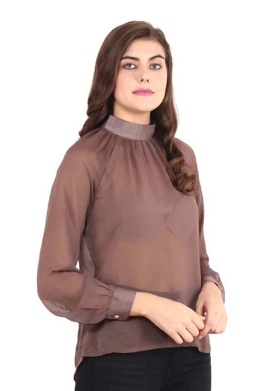 Solid Chiffon Sheer Top