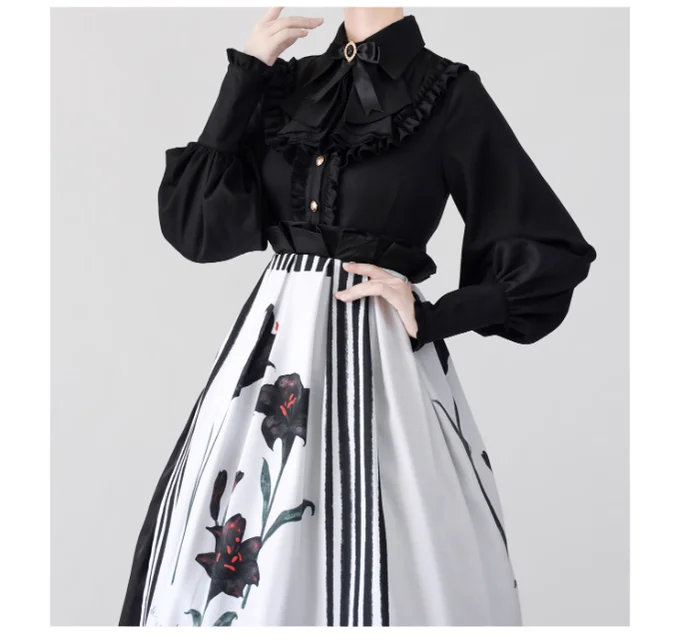 (Buyforme)Time Memory~ Elegant Lolita Slim Fit Mutton Sleeve Blouse