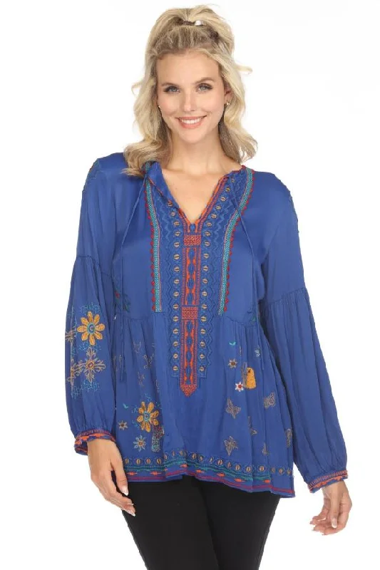 Johnny Was Biya Tabira Embroidered Blouse B11823 Boho Chic